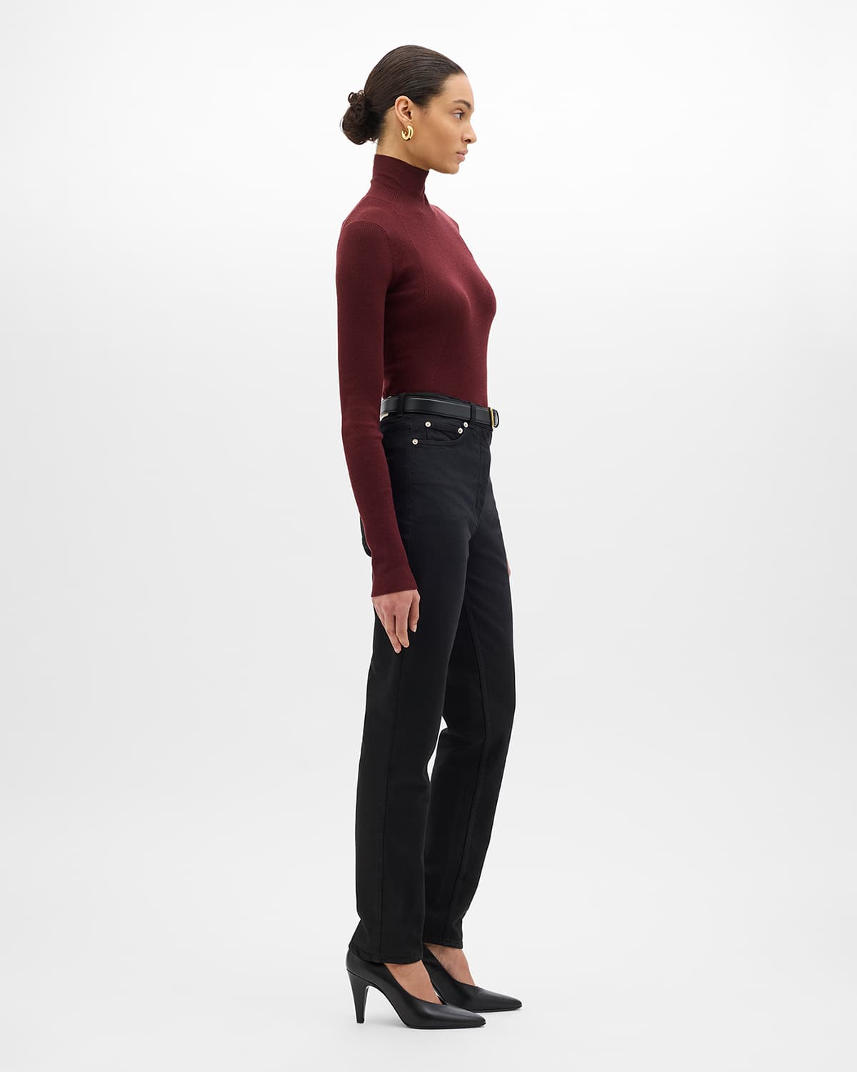 Rib Knitwear Turtleneck | Bordeaux