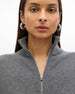 Zip Cardigan | Grey Melange
