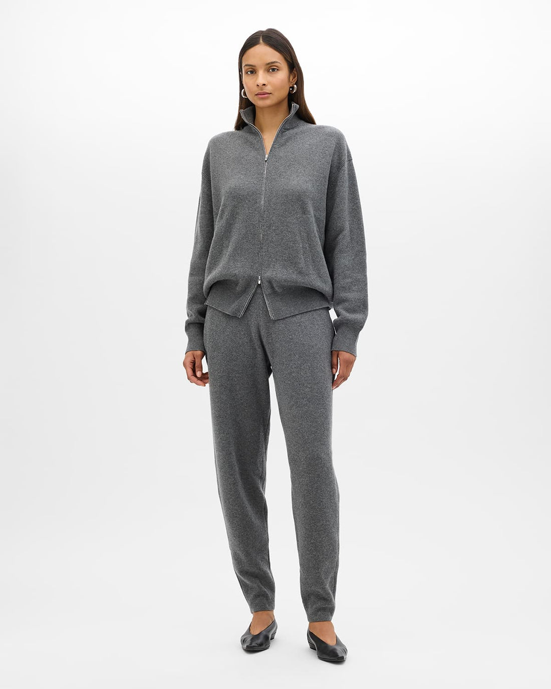 Zip Cardigan | Grey Melange