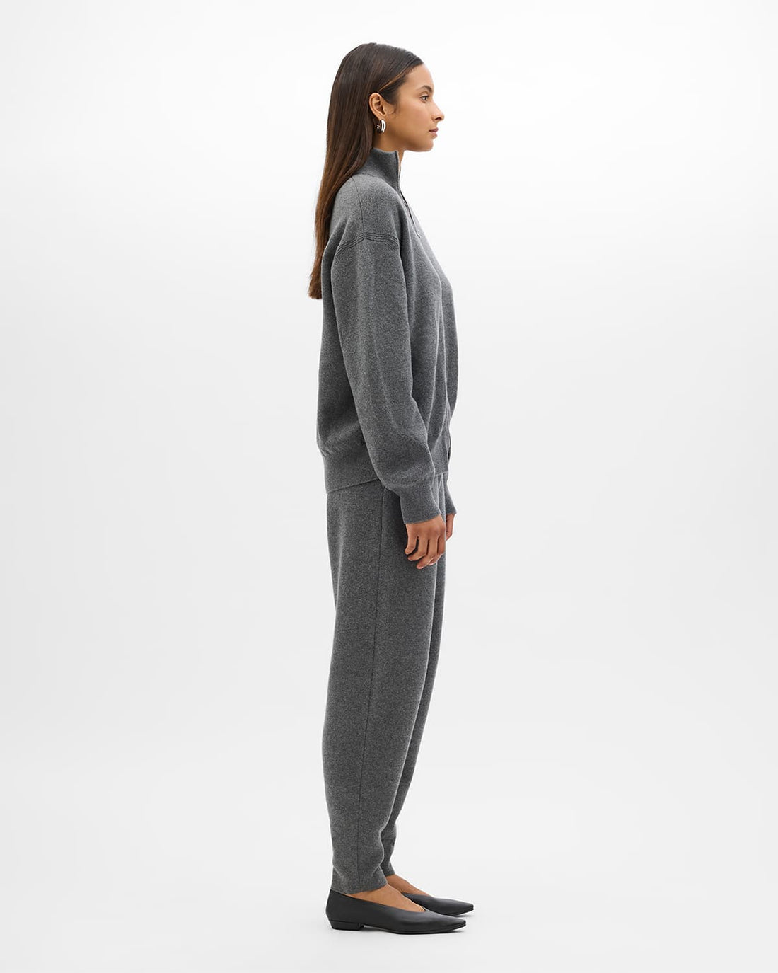 Zip Cardigan | Grey Melange