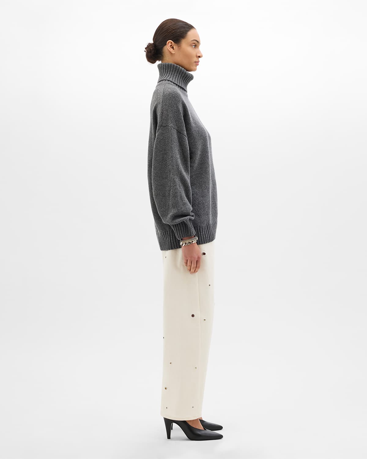 Cashmere Oversized Turtleneck | Grey Melange