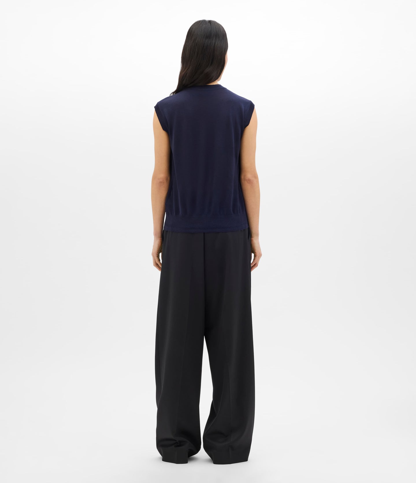 Another Tomorrow Featherweight Shell in Indigo – Wool Women's Top