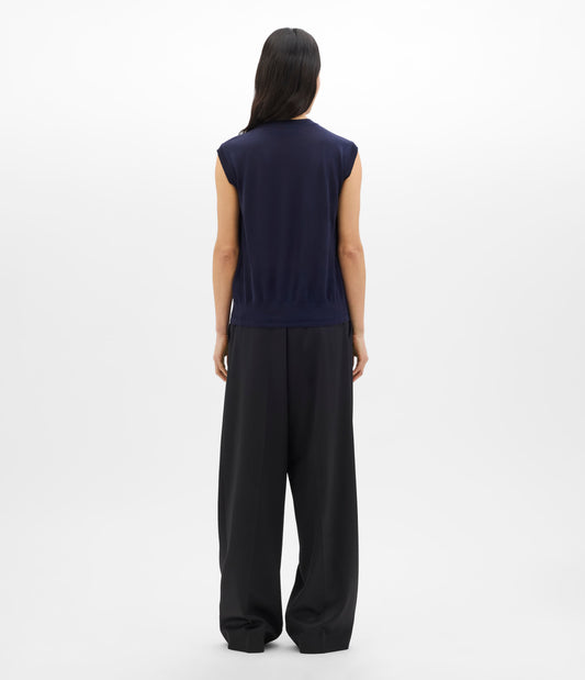 Another Tomorrow Featherweight Shell in Indigo – Wool Women's Top