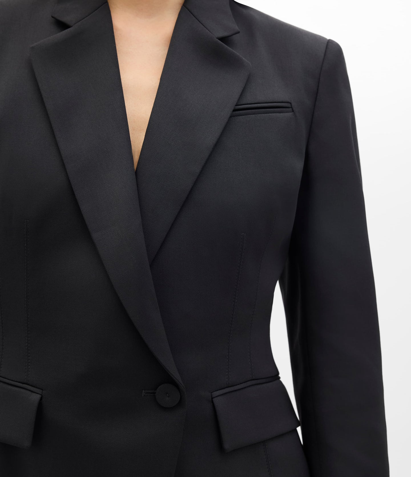 Another Tomorrow Seamed Waist Jacket in Black – Wool Women's Jacket