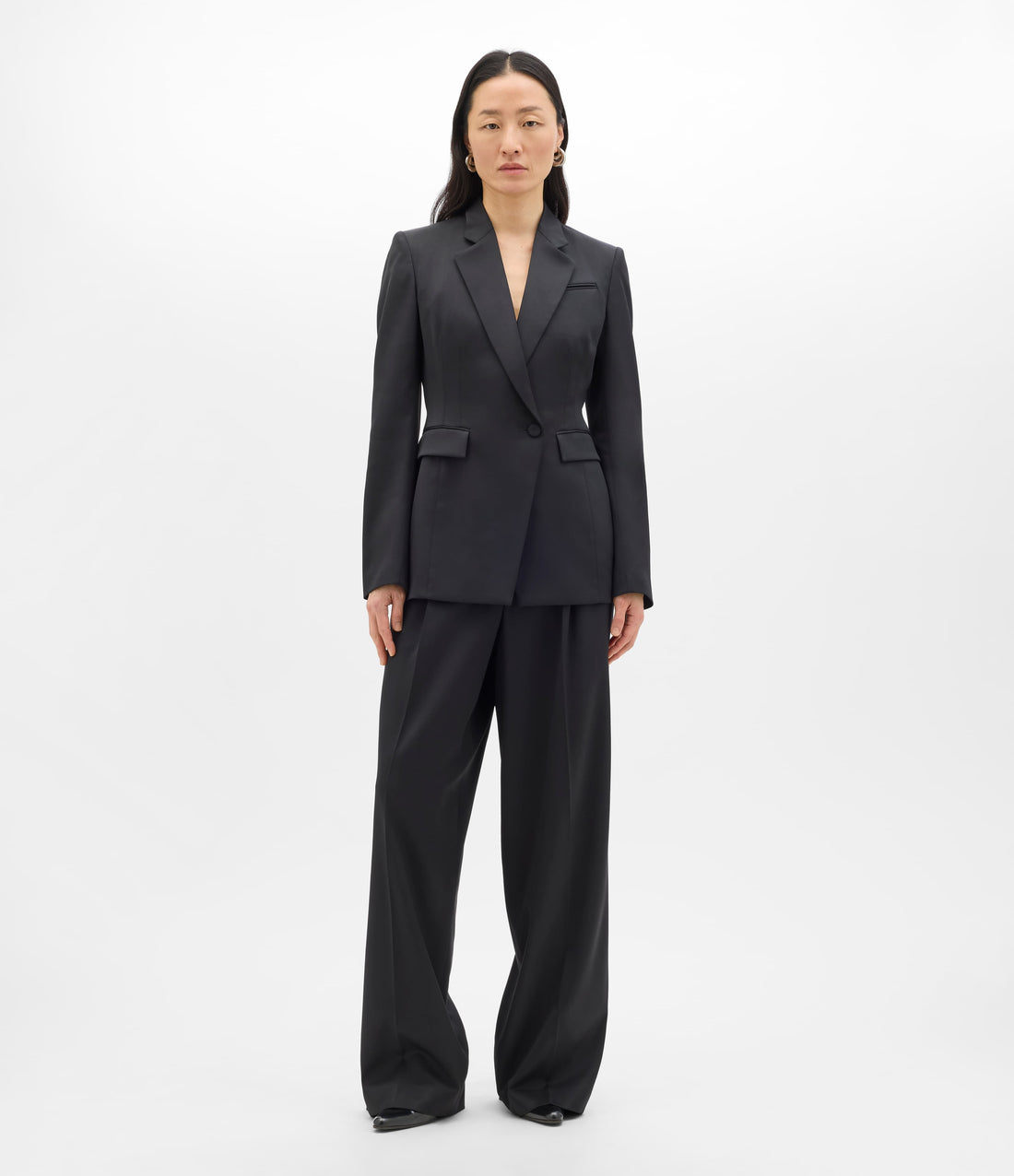 Another Tomorrow Seamed Waist Jacket in Black – Wool Women's Jacket
