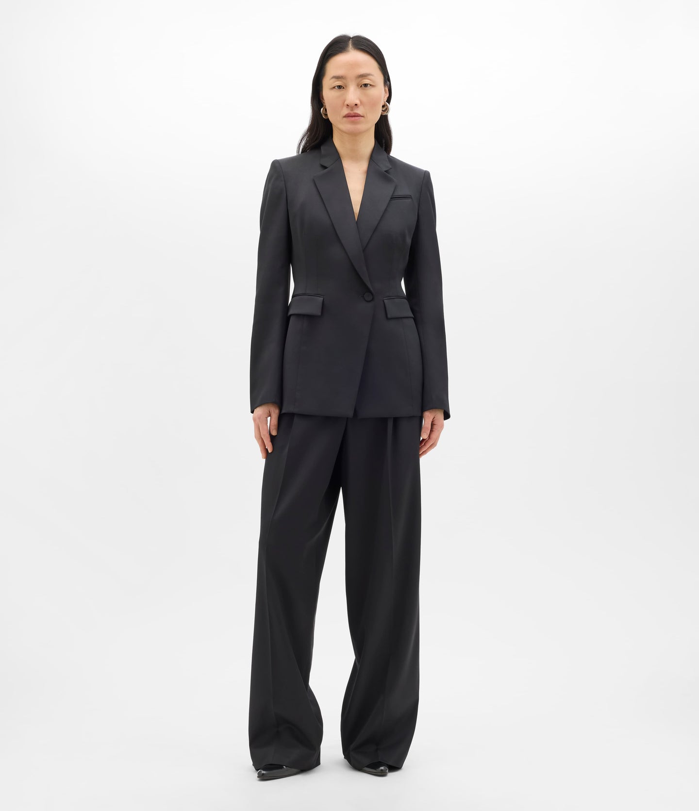 Another Tomorrow Seamed Waist Jacket in Black – Wool Women's Jacket