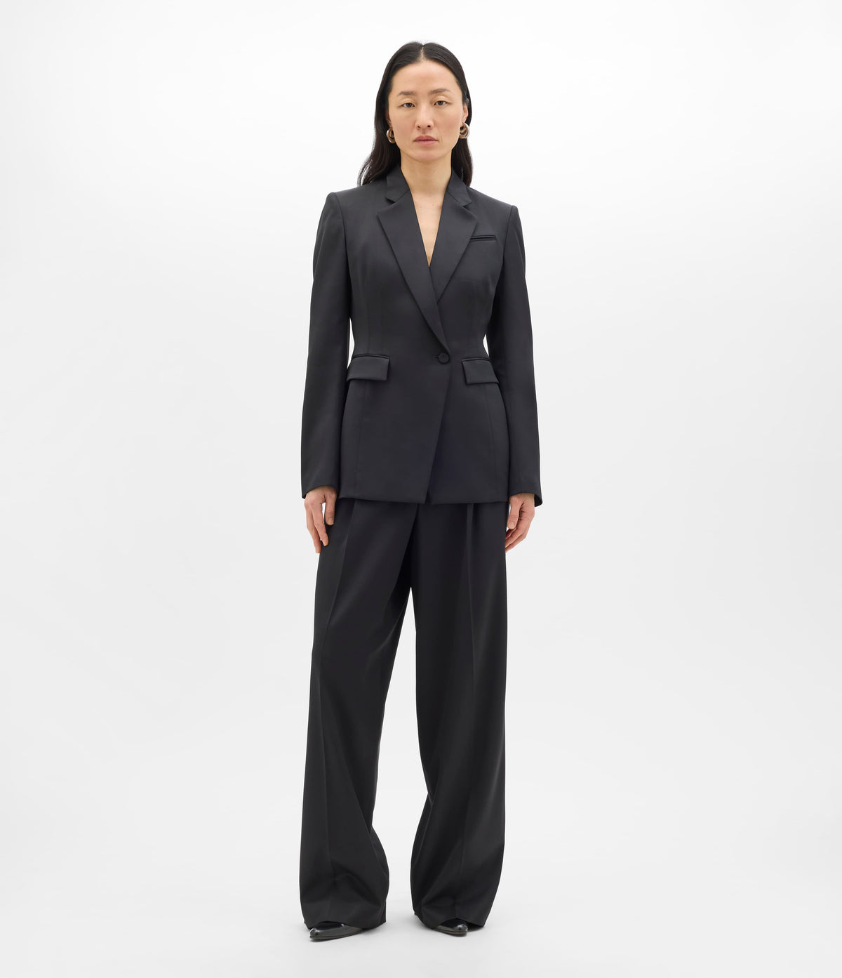 Another Tomorrow Seamed Waist Jacket in Black – Wool Women's Jacket