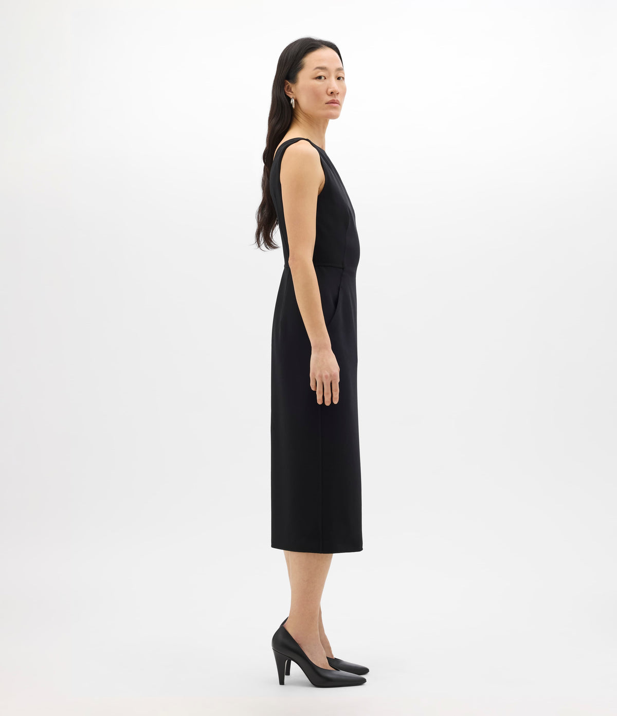 Another Tomorrow Doppio Boatneck Dress in Black – Wool Women's Dress