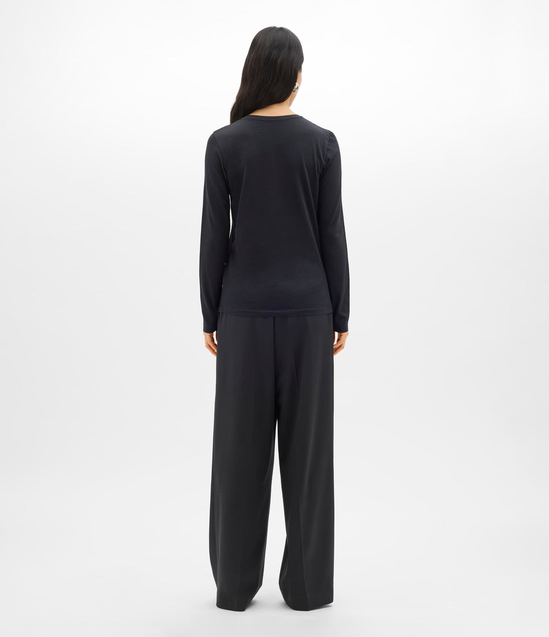 Another Tomorrow Long Sleeve T-Shirt in Black – Cotton Women's Top