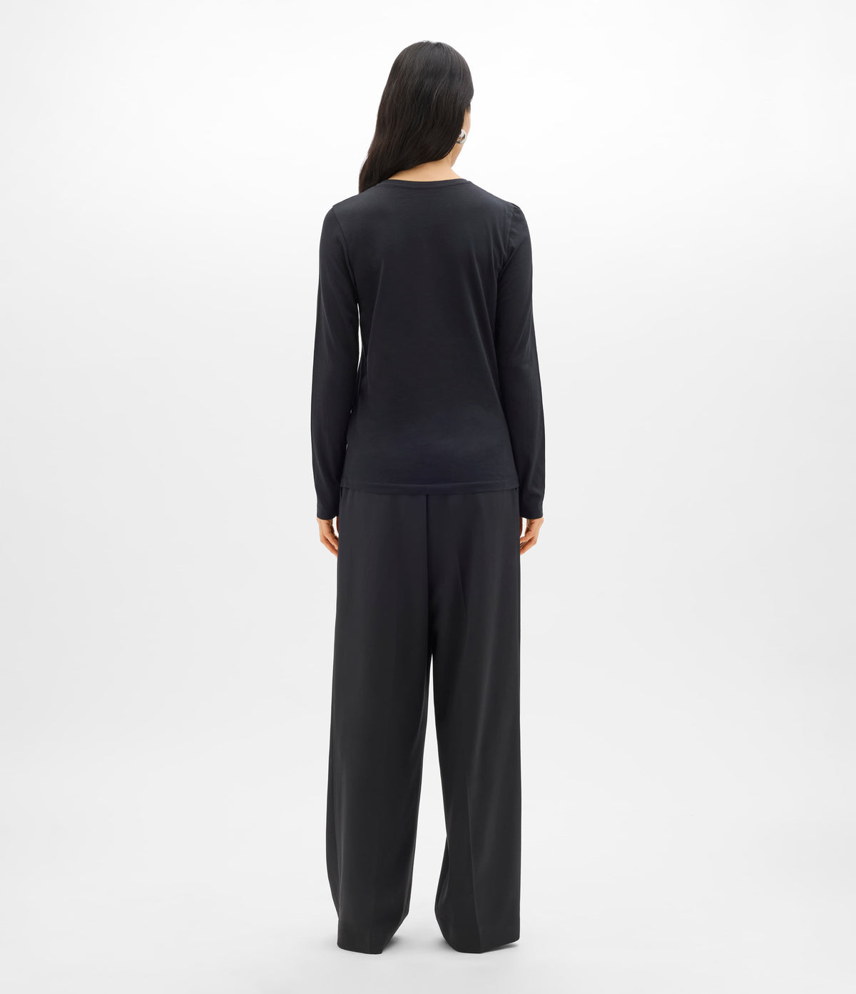 Another Tomorrow Long Sleeve T-Shirt in Black – Cotton Women's Top