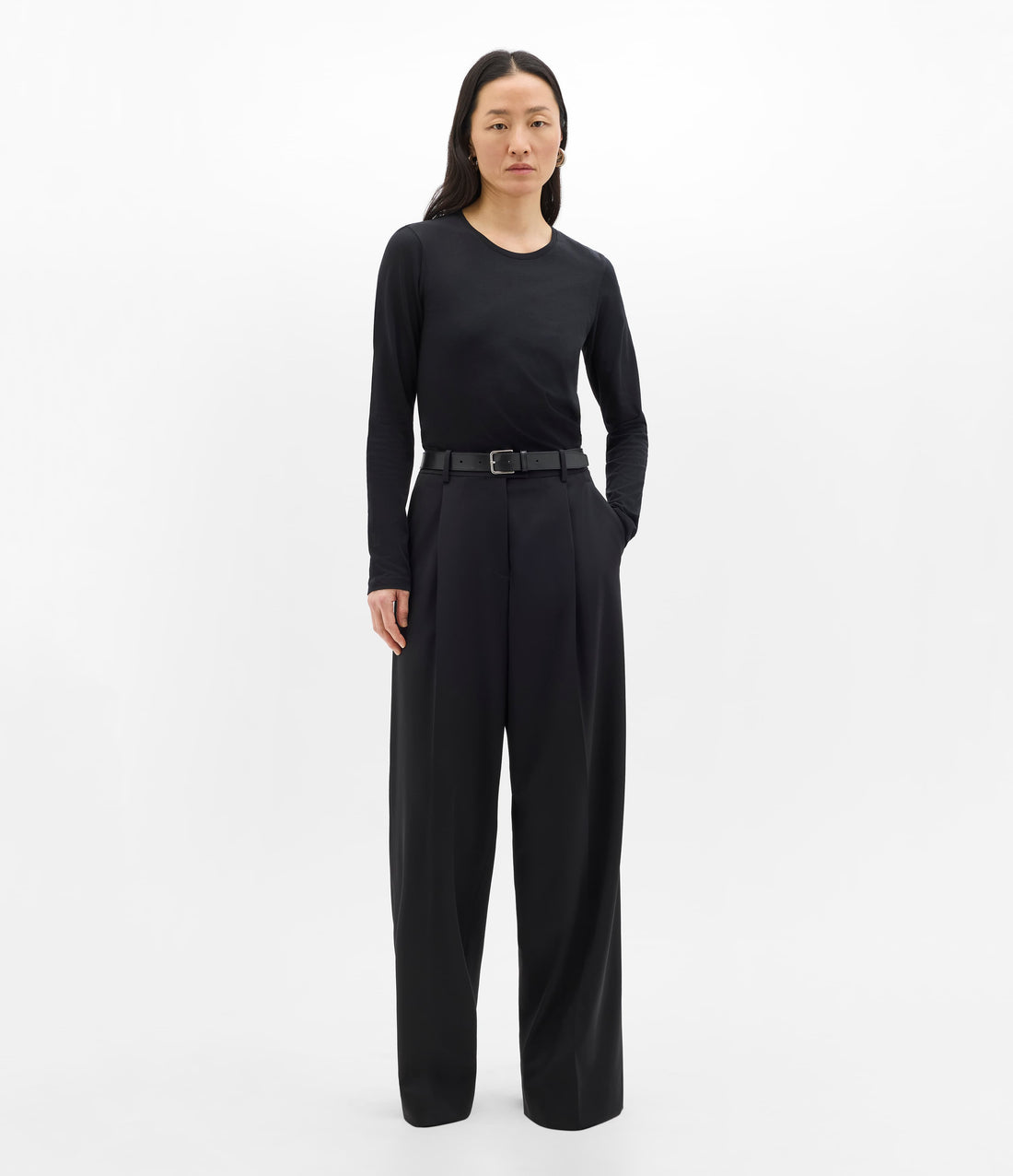 Another Tomorrow Long Sleeve T-Shirt in Black – Cotton Women's Top