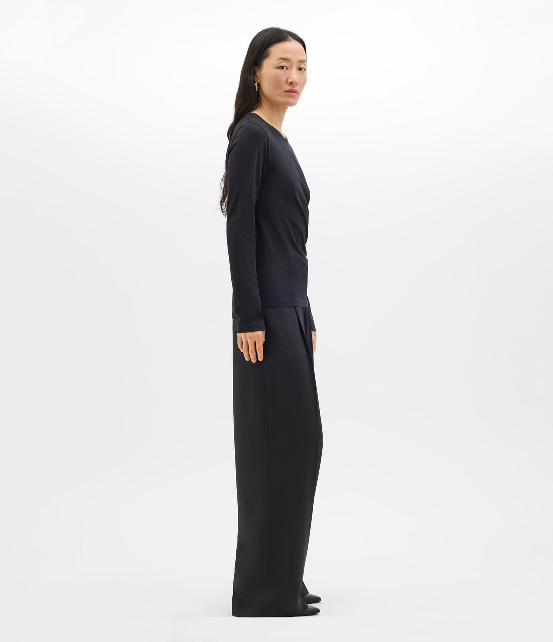 Another Tomorrow Long Sleeve T-Shirt in Black – Cotton Women's Top