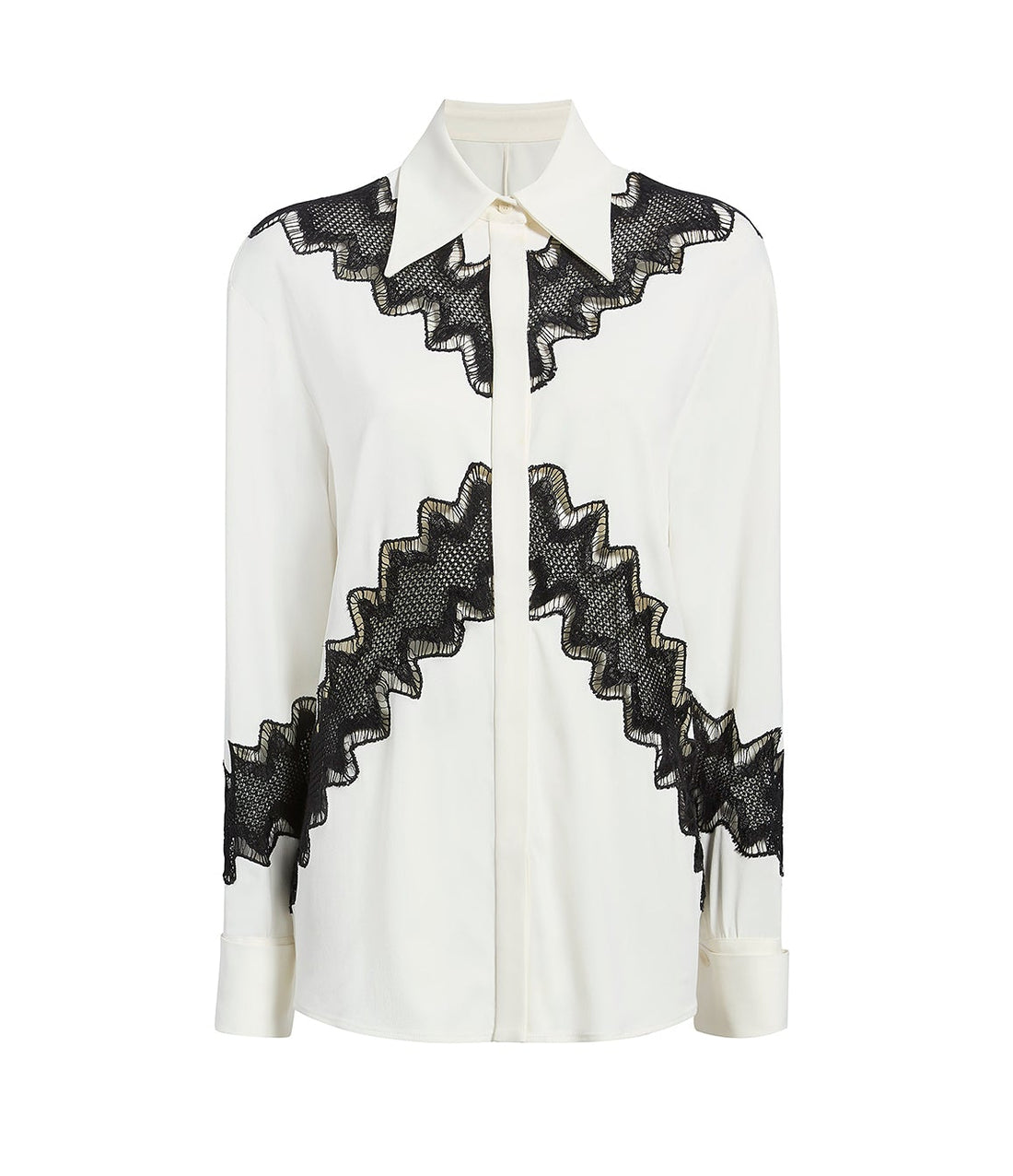 Lace Inset Shirt - Resale | White/Black image 6