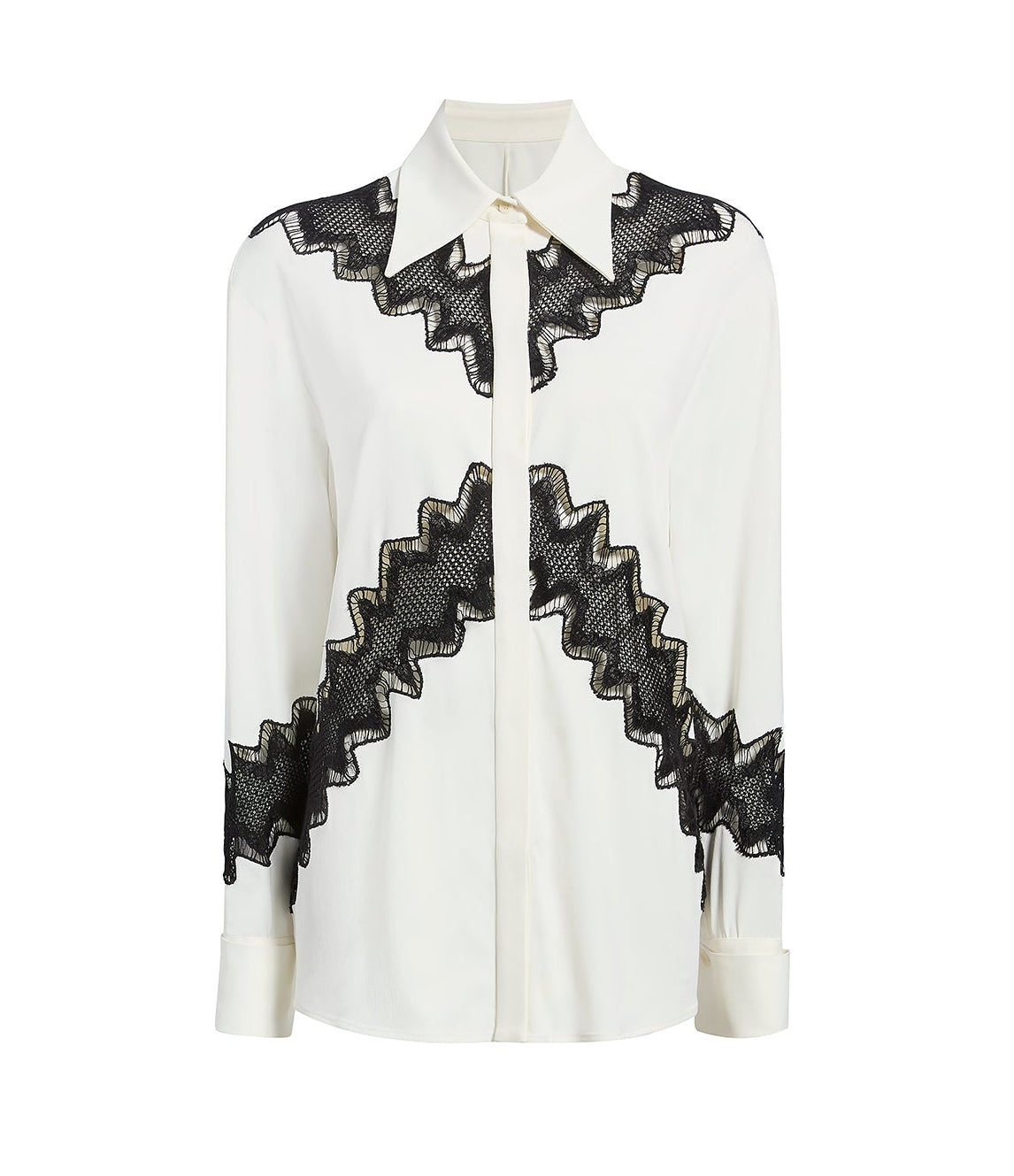 Lace Inset Shirt - Resale | White/Black in white black