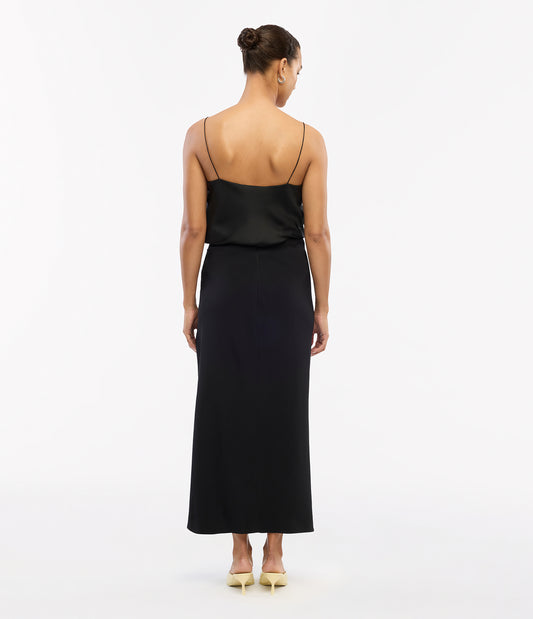 Another Tomorrow Asymmetrical Twist Skirt in Black – Crêpe Women's Skirt
