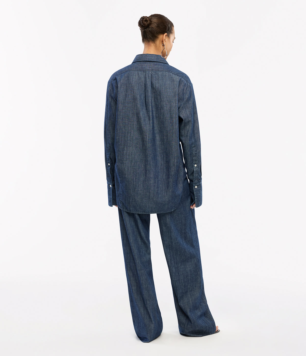 Another Tomorrow Chambray Shirt in Dark Blue – Denim Women's Top