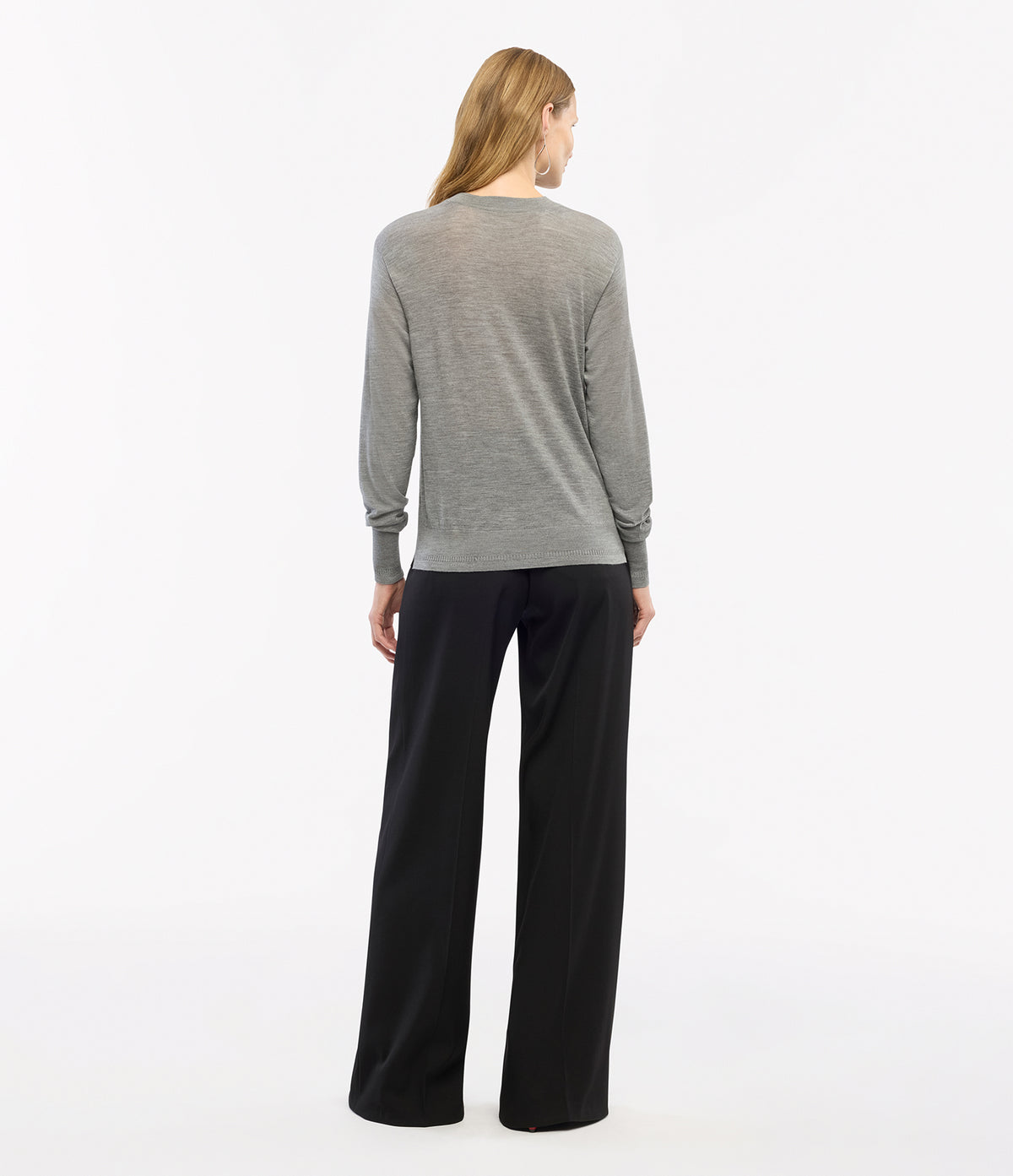 Another Tomorrow Featherweight Crew in Grey – Wool