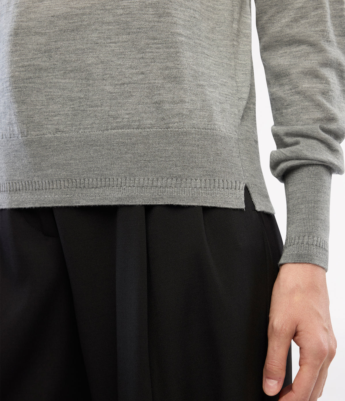 Another Tomorrow Featherweight Crew in Grey – Wool