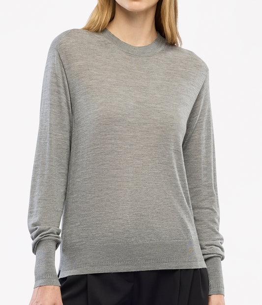 Another Tomorrow Featherweight Crew in Grey – Wool
