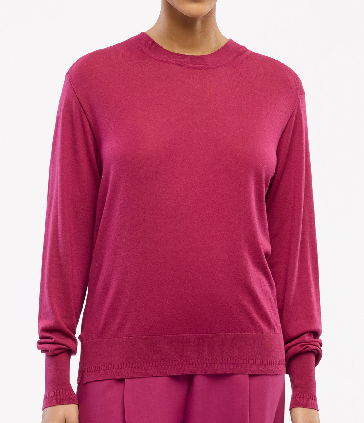 Another Tomorrow Featherweight Crew in Magenta – Wool