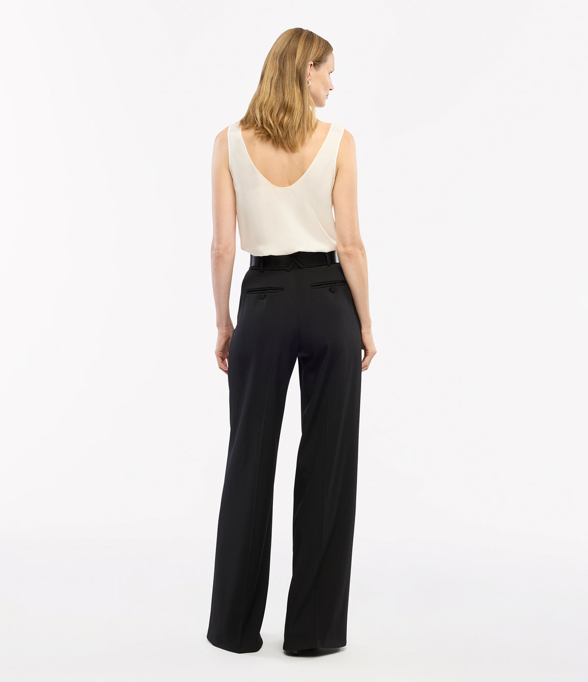 Another Tomorrow Twill Pleated Trouser in Black – Wool Women's Trousers