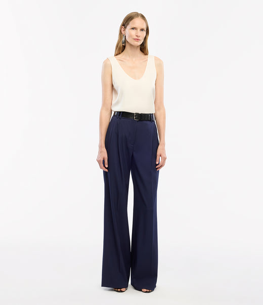 Twill Pleated Trouser | Indigo