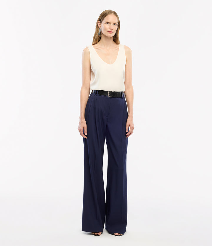 Twill Pleated Trouser in indigo