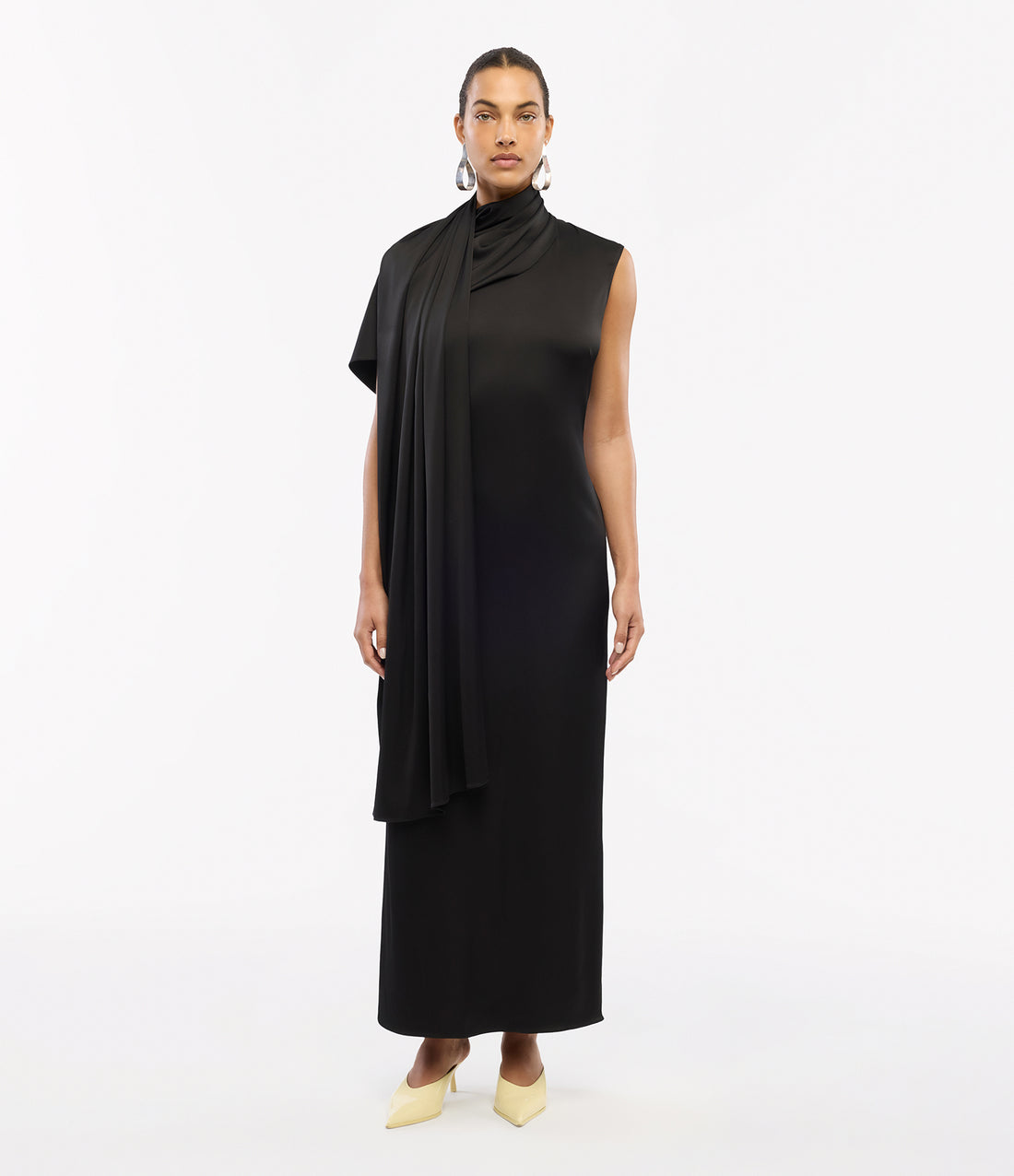 Scarf Dress | Black Another Tomorrow Scarf Dress | Black Another Tomorrow