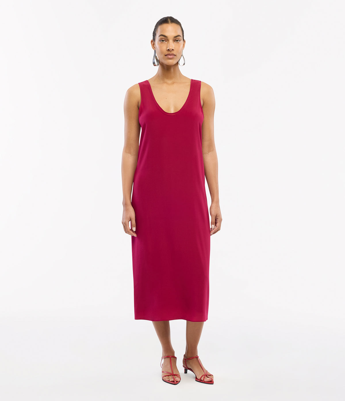 Another Tomorrow Silk Tank Dress in Magenta – Silk Women's Dress