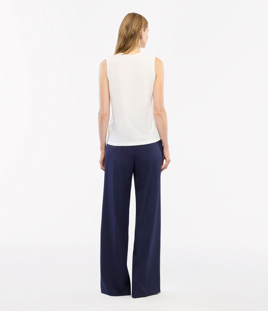Another Tomorrow Sleeveless Tee in White – Cotton Women's Top