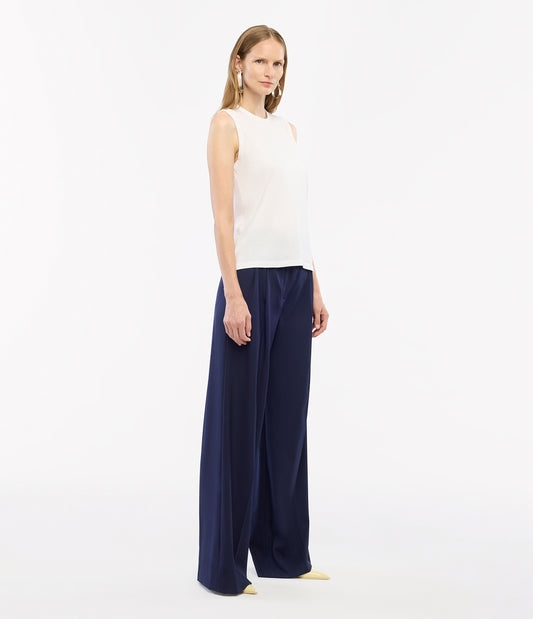 Another Tomorrow Sleeveless Tee in White – Cotton Women's Top