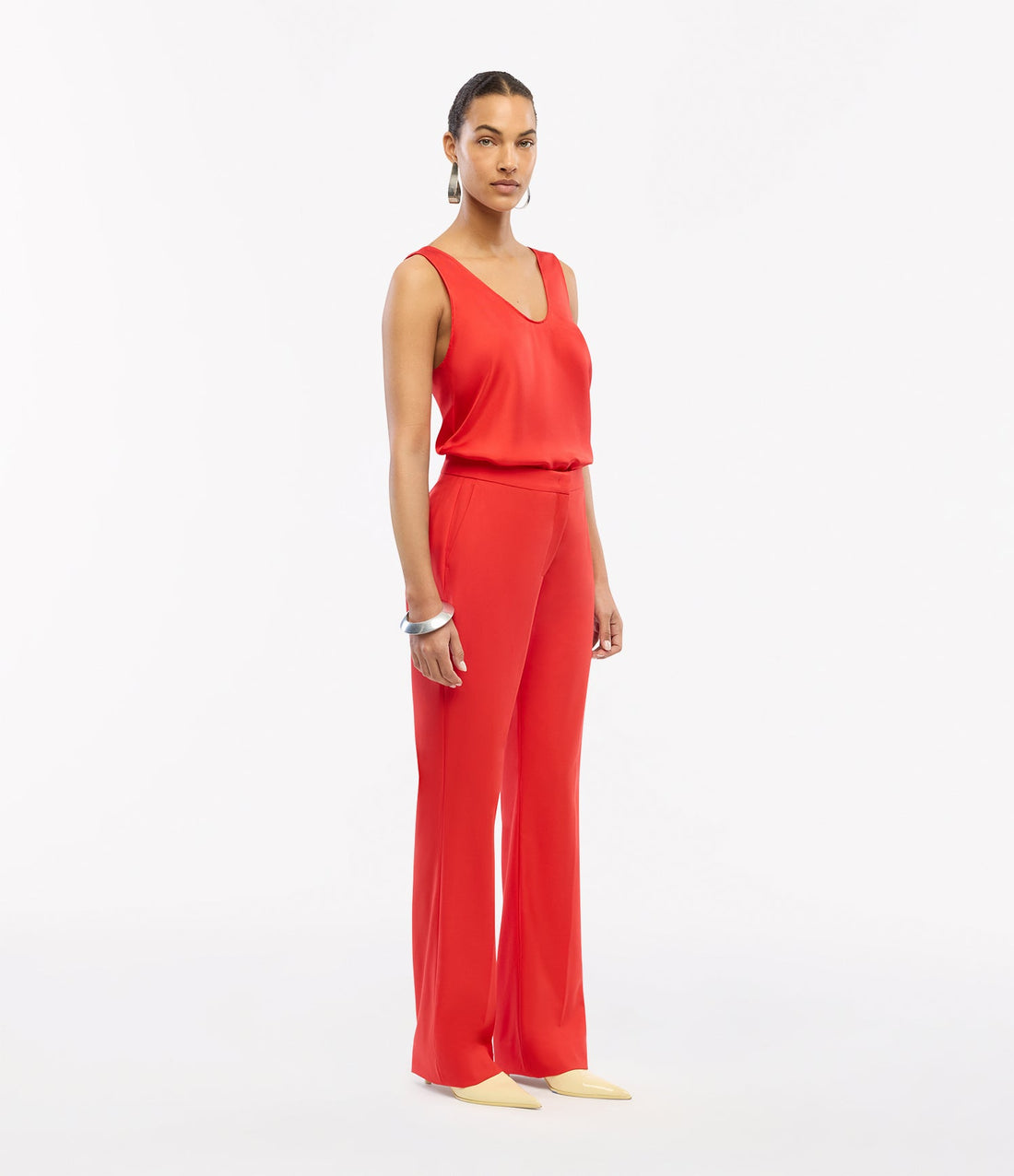 Another Tomorrow Classic Trouser in Fire Red – Wool Women's Trousers