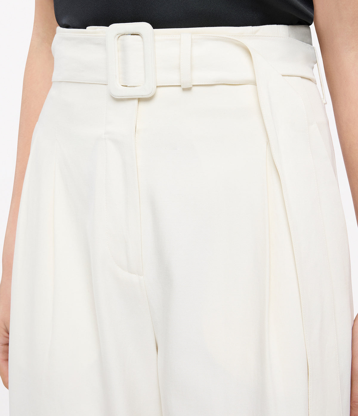 Another Tomorrow Tab Trouser in Off White – Cotton Women's Trousers