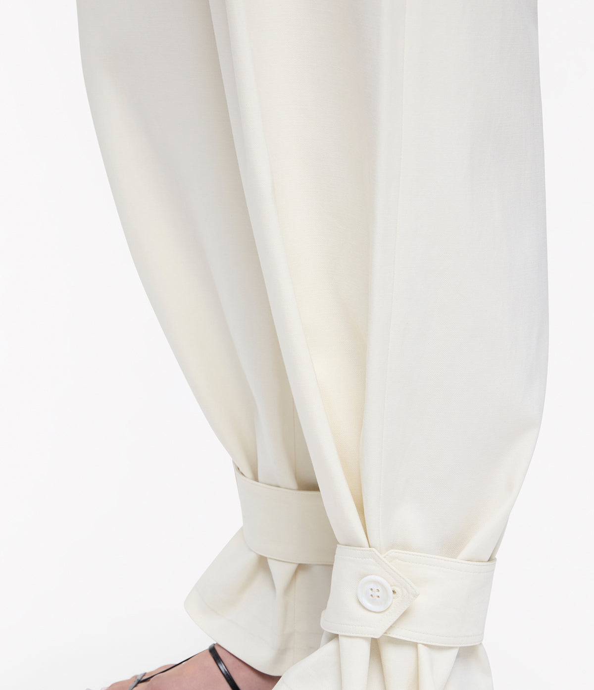 Another Tomorrow Tab Trouser in Off White – Cotton Women's Trousers