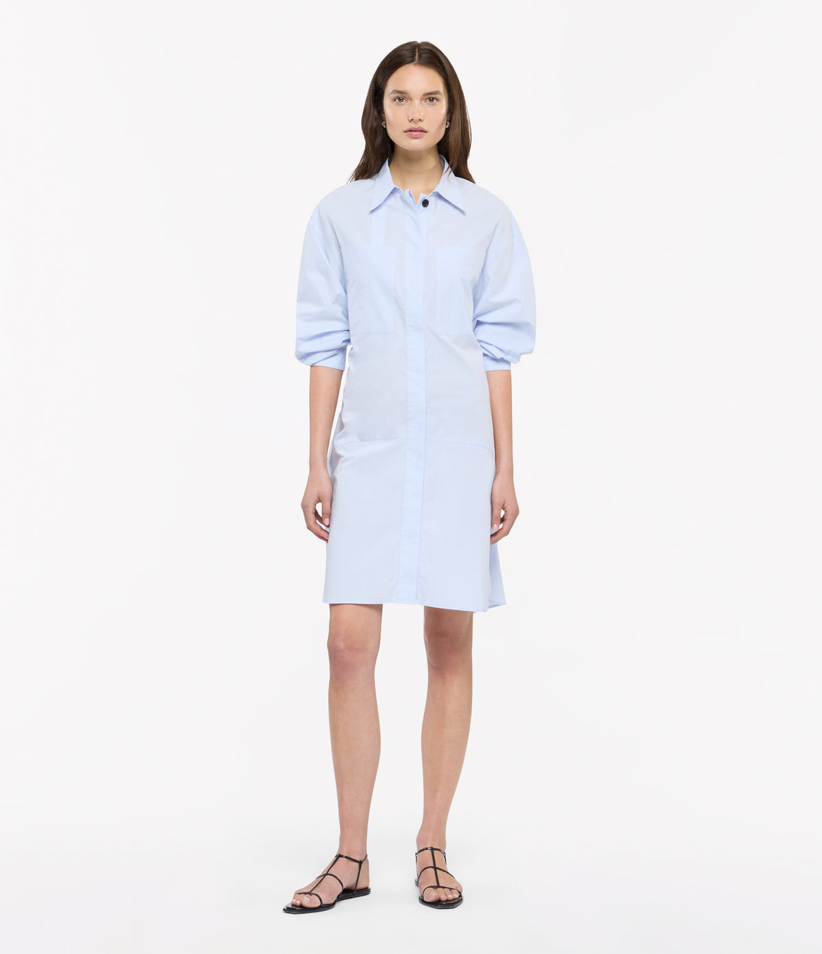 Another Tomorrow Shirt Dress in French Blue – Cotton Women's Dress
