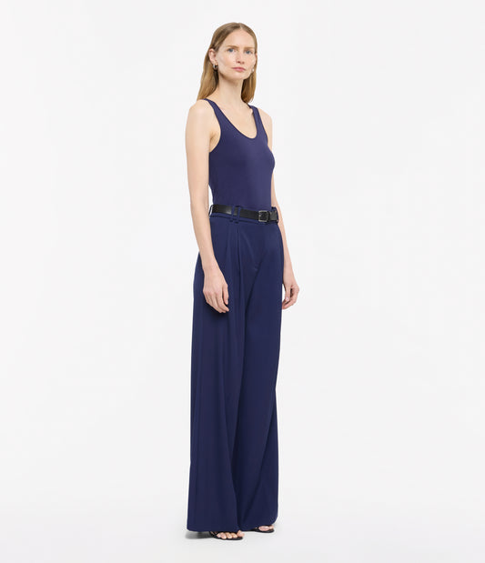 Another Tomorrow Slim Tank Top in Indigo – Cotton Women's Top