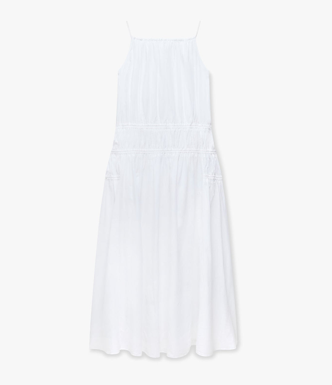 Another Tomorrow Gathered Scoop Back Dress in Off White – Cotton Women's Dress
