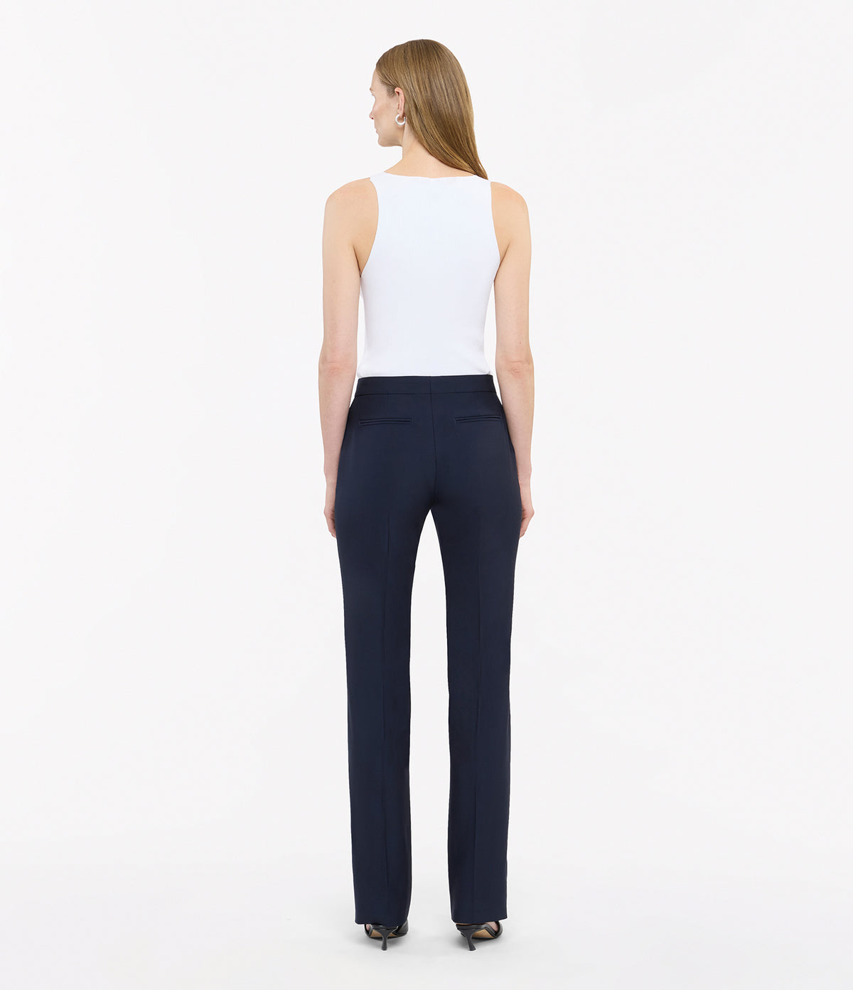 Another Tomorrow Classic Trouser in Navy – Wool Women's Trousers