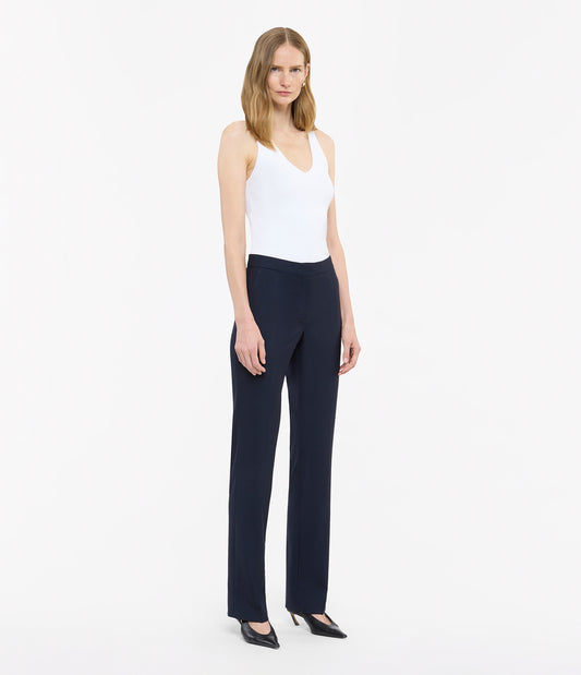 Another Tomorrow Classic Trouser in Navy – Wool Women's Trousers