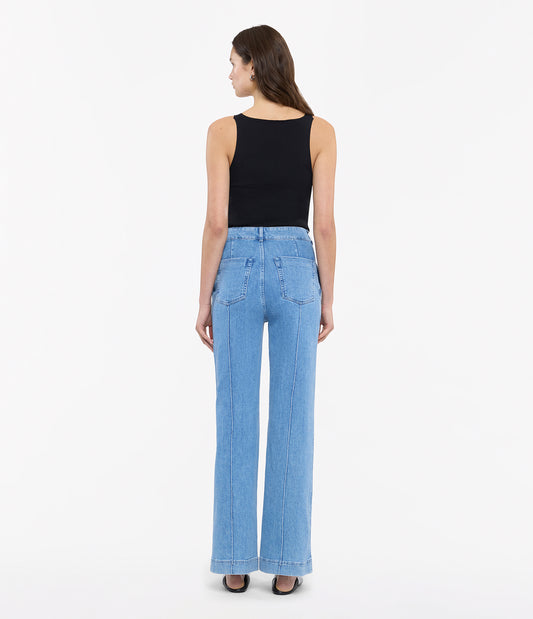 Another Tomorrow High Waisted Denim Trouser in Light Blue Wash – Denim Women's Trousers