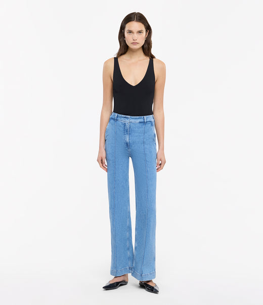 High Waisted Denim Trouser | Light Blue Wash