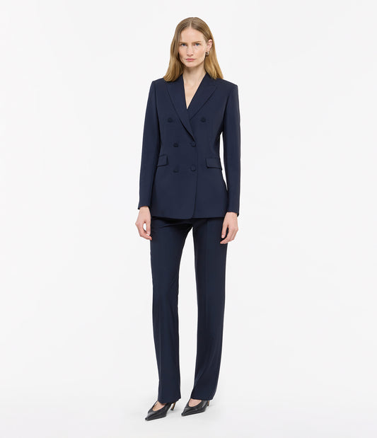 Another Tomorrow Double-Breasted Jacket in Navy – Wool Women's Jacket