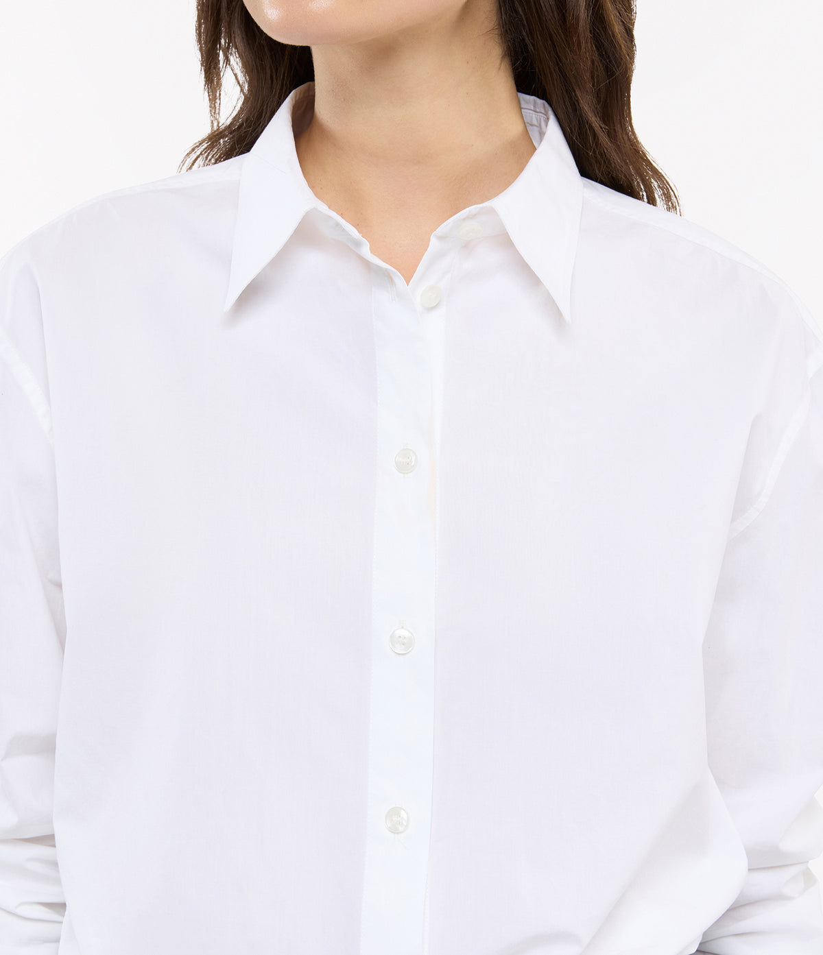 Another Tomorrow Oversized Men’s Shirt in White – Cotton Women's Top