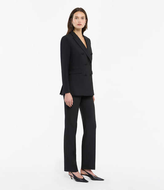 Another Tomorrow Double-Breasted Jacket in Black – Wool Women's Jacket