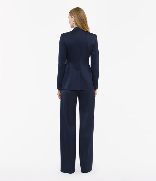 Another Tomorrow Seamed Waist Jacket in Navy – Wool Women's Jacket