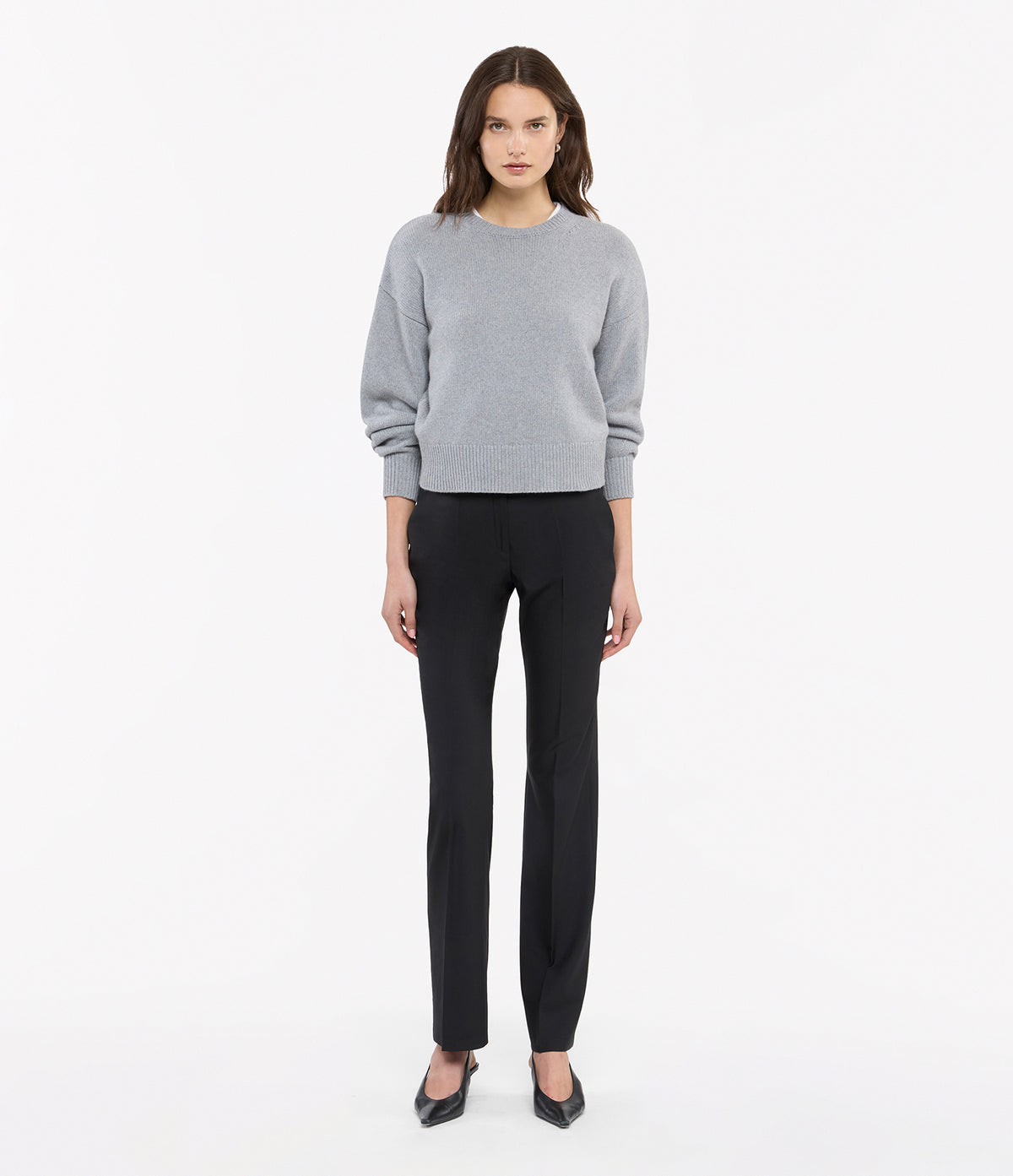 Another Tomorrow Cashmere Knit Sweatshirt in Heather Grey – Cashmere Women's Knitwear