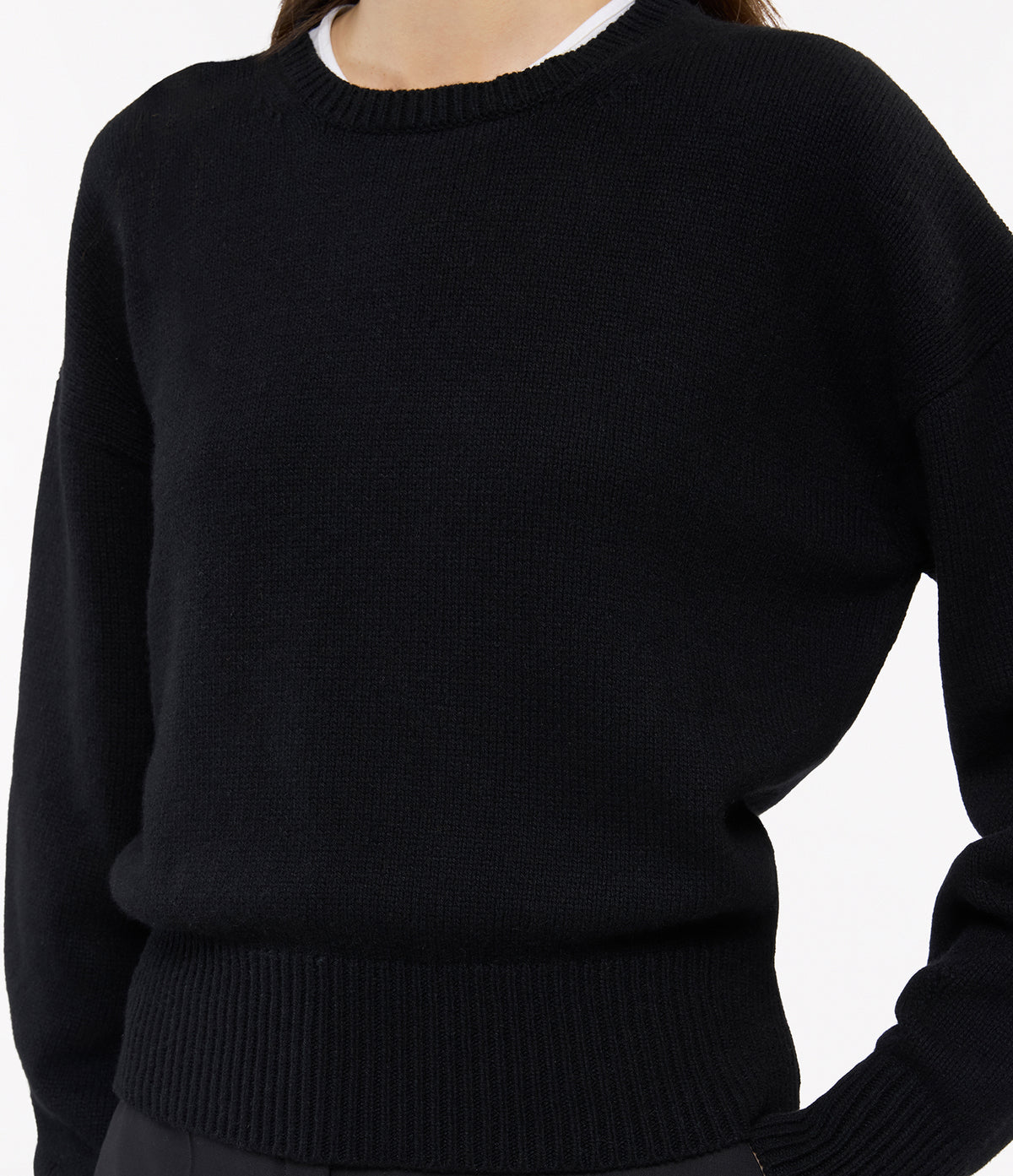 Another Tomorrow Cashmere Knit Sweatshirt in Black – Cashmere Women's Knitwear