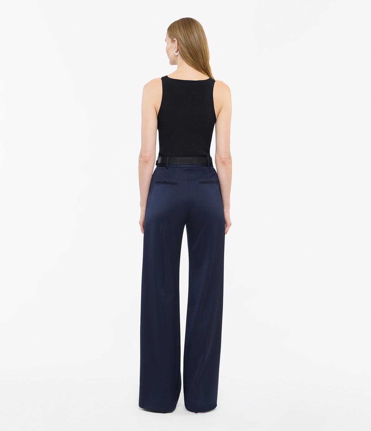 Another Tomorrow Deep V Tank Knit in Black – Viscose Women's Knitwear