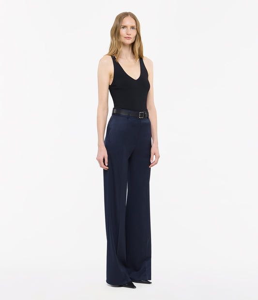 Another Tomorrow Deep V Tank Knit in Black – Viscose Women's Knitwear