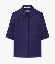 Linen French Cuff Blouse | Indigo